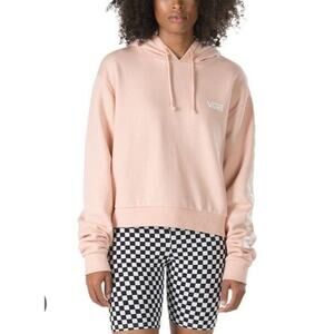 Vans Off The Wall Womens L Pink Cropped Hoodie Long Sleeve Casual Sweatshirt